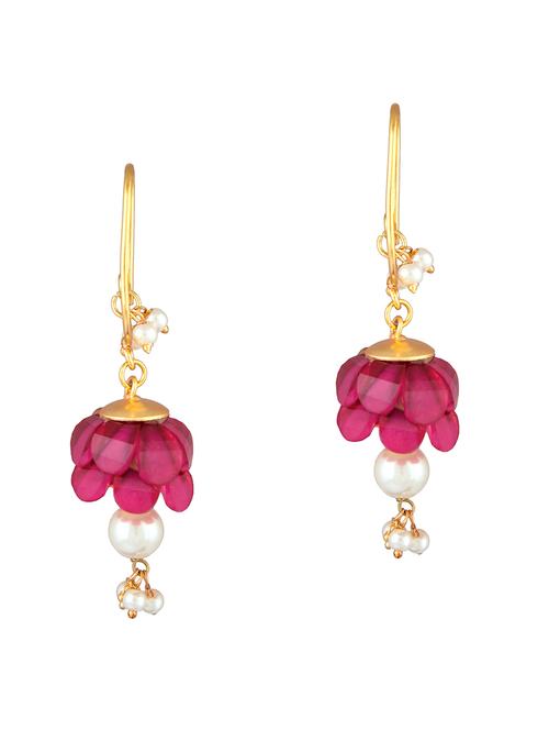 red gold plated drop earring - 11368478 - Very Small Image - 1