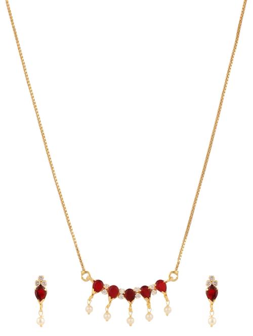red gold plated pendant and earrings - 11368930 - Very Small Image - 1