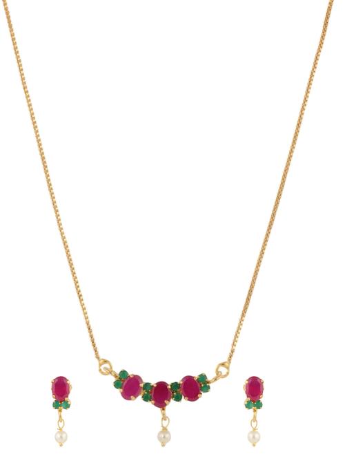 multi colored gold plated pendant and earrings - 11368936 - Very Small Image - 1
