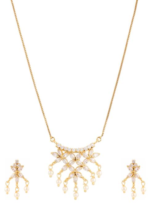 white gold plated pendant and earrings - 11368969 - Very Small Image - 1