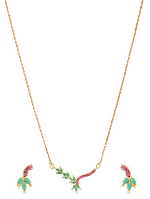 multi colored gold plated pendant and earrings - 11368995 - Very Small Image - 1