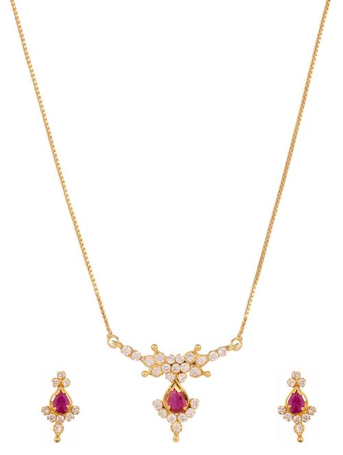 pink gold plated pendant and earrings - 11369016 - Very Small Image - 1