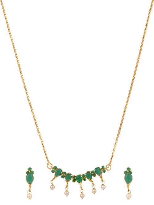 green gold plated pendant and earrings - 11369023 - Very Small Image - 1
