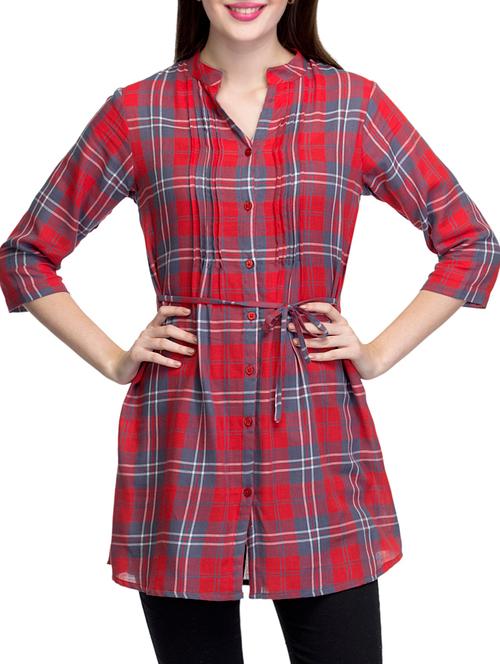 red cotton regular tunic - 11369480 - Very Small Image - 1