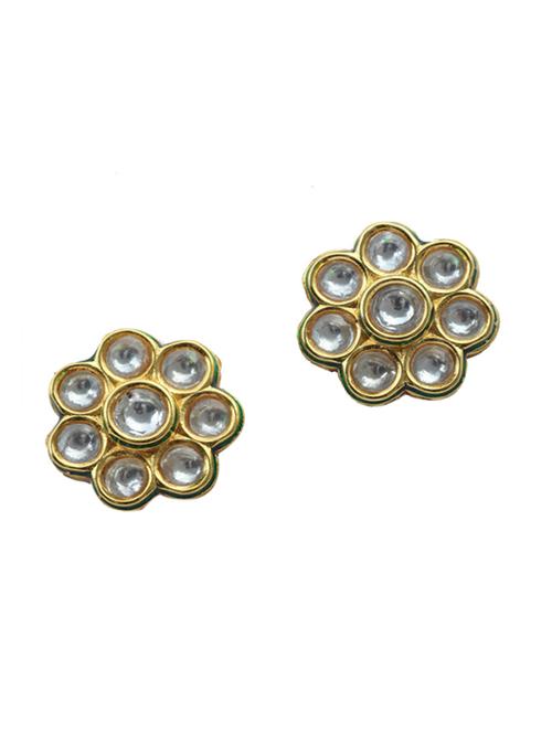 white colored brass studs earrings - 11369898 - Very Small Image - 1