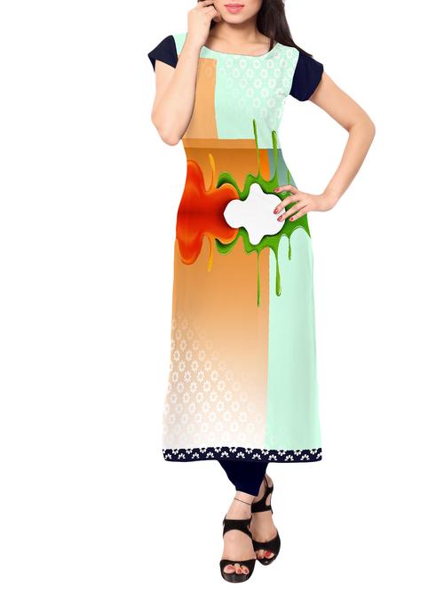 multi color, crepe printed kurta - 11370058 - Very Small Image - 1