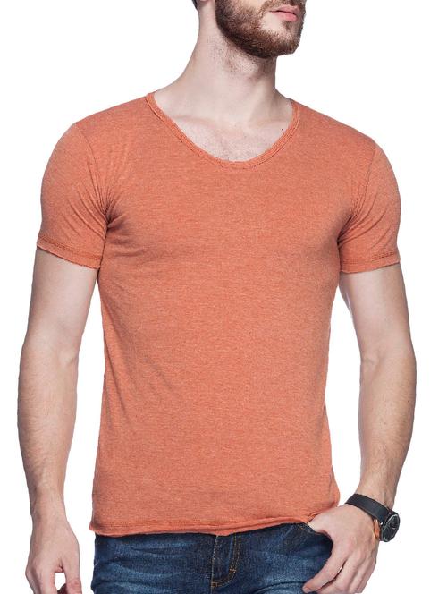 solid orange rayon t-shirt - 11370549 - Very Small Image - 1