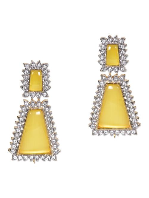 crystal embellished yellow geometric danglers - 1137158 - Very Small Image - 1