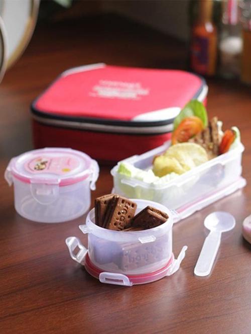 set of 3 red steel and plastic lunch box - 11373306 - Very Small Image - 1