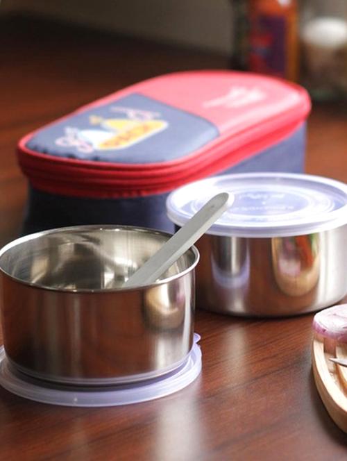 set of 2 blue steel and plastic lunch box - 11373313 - Very Small Image - 1