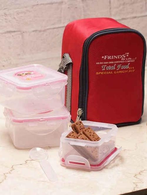 set of 3 red steel and plastic lunch box - 11373335 - Very Small Image - 1