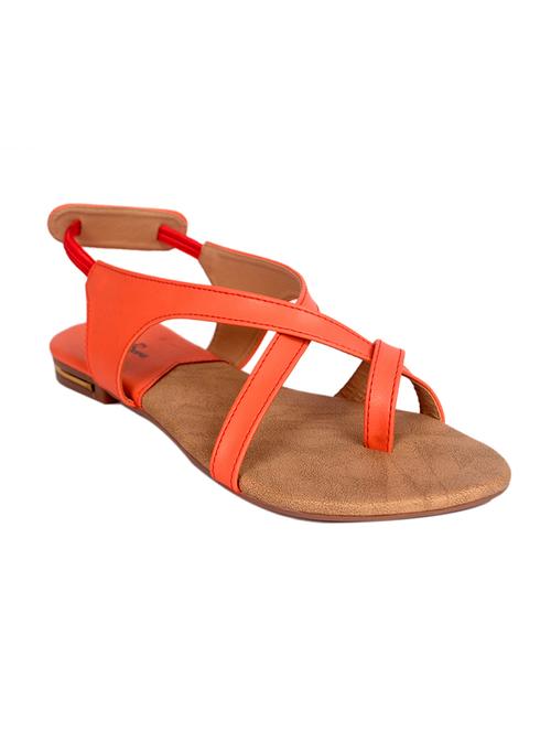 solid coral faux leather sandals - 11374299 - Very Small Image - 1