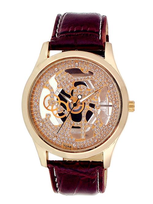 brown leather analog wrist watch - 11374456 - Very Small Image - 1