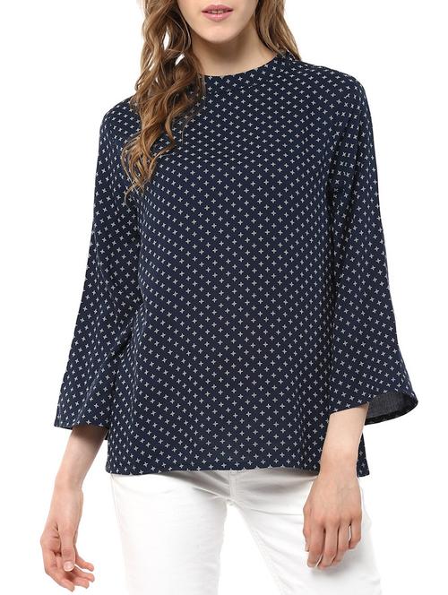 dark blue rayon regular top - 11375191 - Very Small Image - 1