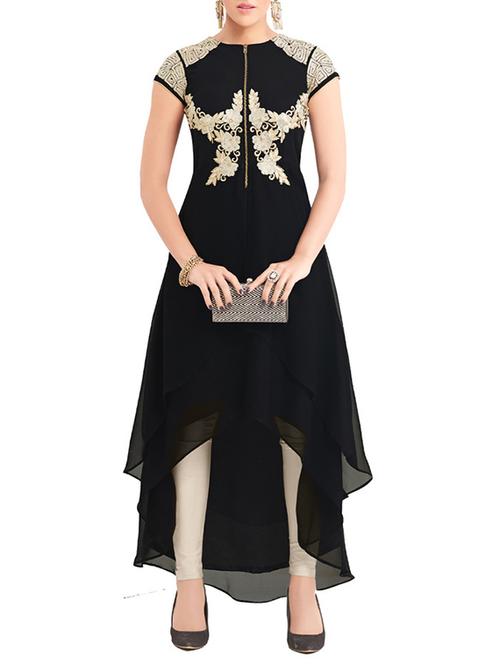 black georgette kurta - 11375476 - Very Small Image - 1