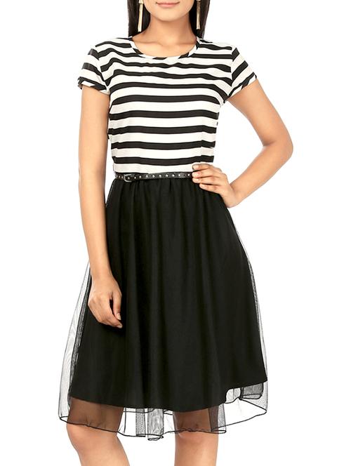 multi colored crepe fit & flare dress - 11375498 - Very Small Image - 1