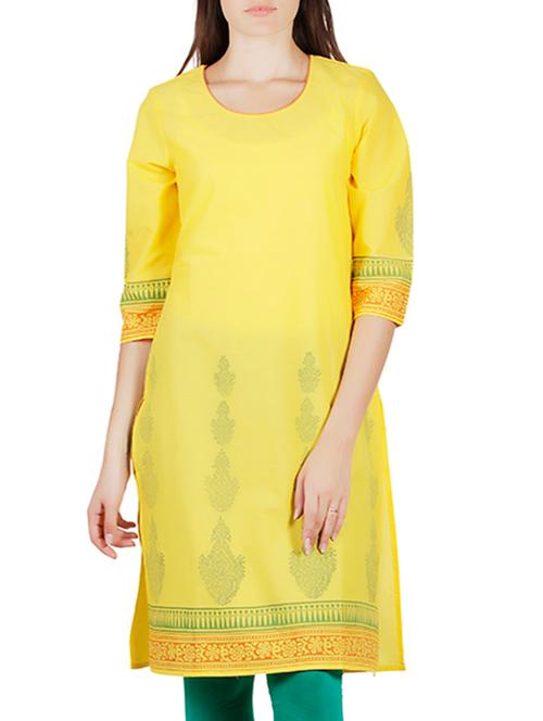yellow cotton kurta - 11376288 - Very Small Image - 1