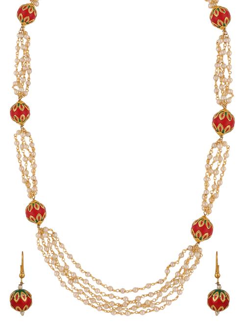 multicolor gold plated necklaces and earring - 11380538 - Very Small Image - 1