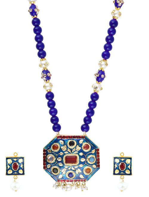 multicolor gold plated necklaces and earring - 11380586 - Very Small Image - 1