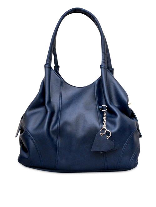 plain blue leatherette handbag with keyring - 1138165 - Very Small Image - 1