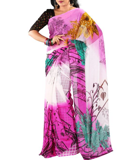 multi colored chiffon saree with blouse - 11382579 - Very Small Image - 1