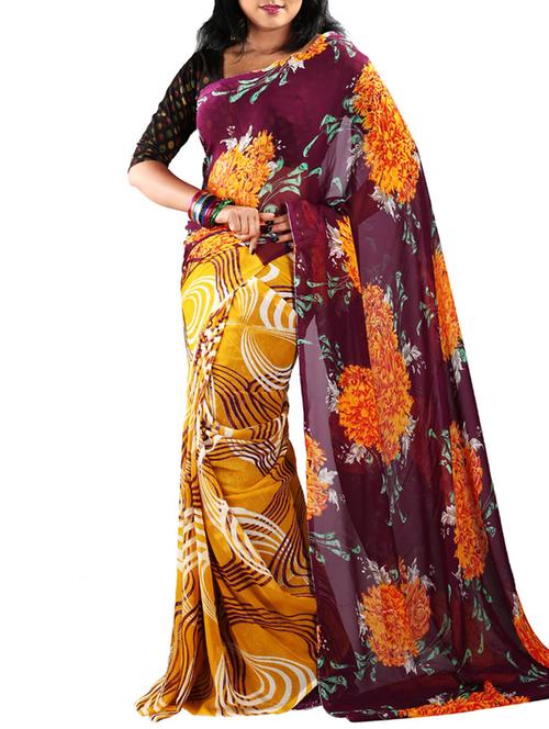 multi colored chiffon saree with blouse - 11382583 - Very Small Image - 1