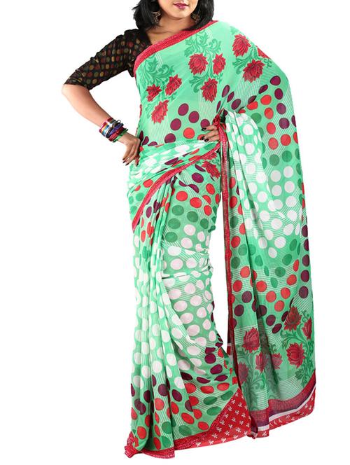 multi colored chiffon saree with blouse - 11382584 - Very Small Image - 1
