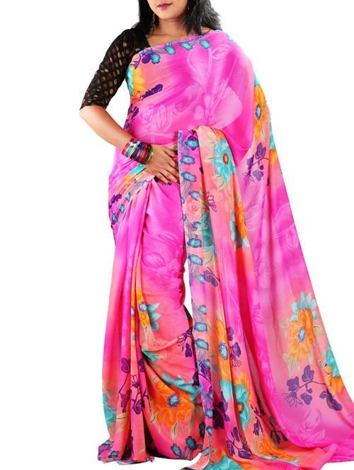 multi colored chiffon saree with blouse - 11382585 - Very Small Image - 1
