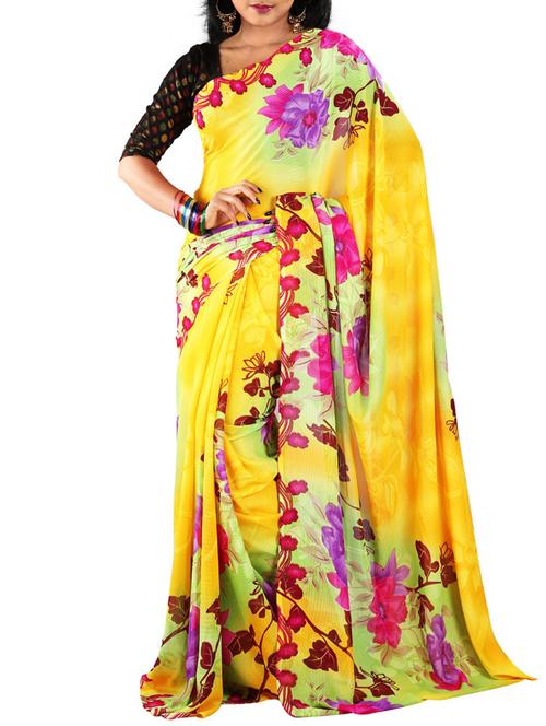 multi colored chiffon saree with blouse - 11382594 - Very Small Image - 1