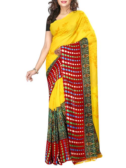 multi colored georgette saree with blouse - 11382628 - Very Small Image - 1