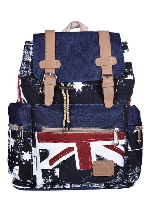 black color, canvas printed backpack - 11383084 - Very Small Image - 1