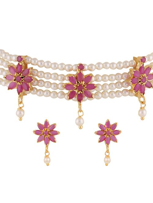 pink gold plated necklaces and earring - 11383109 - Very Small Image - 1