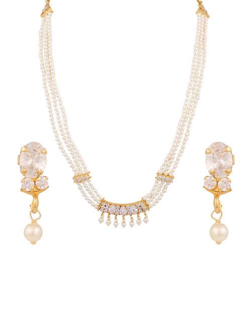 white gold plated necklaces and earring - 11383111 - Very Small Image - 1