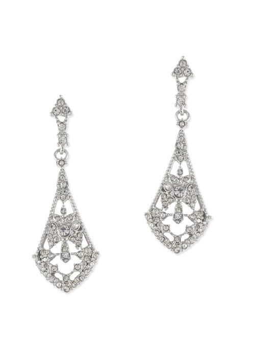 silver embellished metal drop earrings - 11383314 - Very Small Image - 1