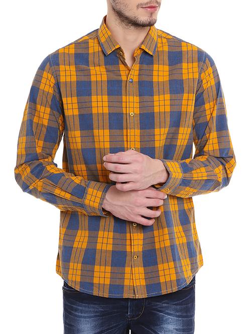 yellow cotton casual shirt - 11383329 - Very Small Image - 1
