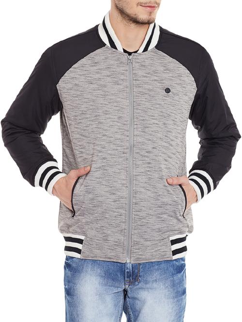 grey cotton casual jacket - 11383337 - Very Small Image - 1