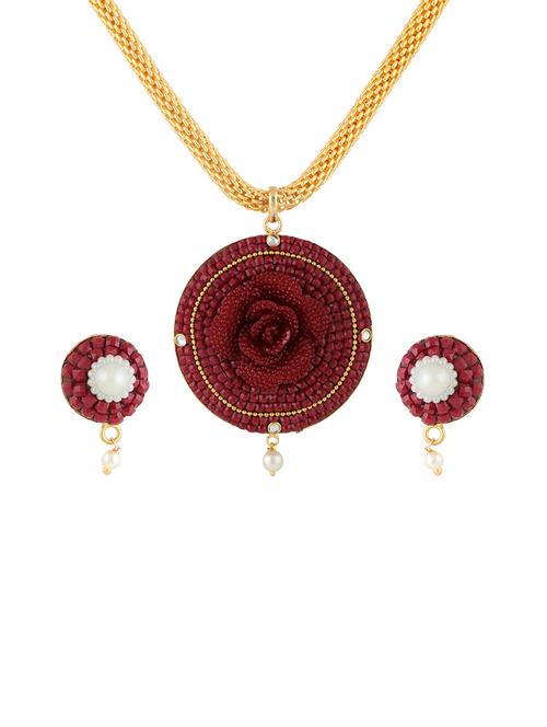 red gold plated pendants and earring - 11383412 - Very Small Image - 1