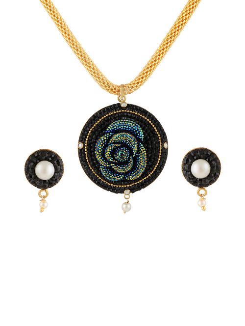 multicolor gold plated pendants and earring - 11383413 - Very Small Image - 1