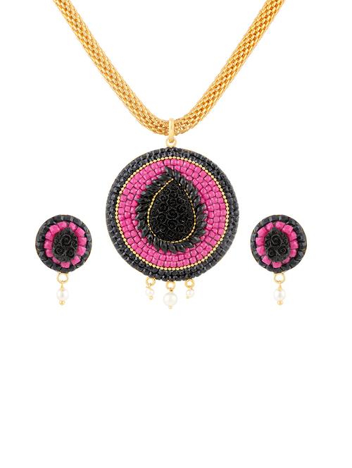multicolor gold plated pendants and earring - 11383418 - Very Small Image - 1
