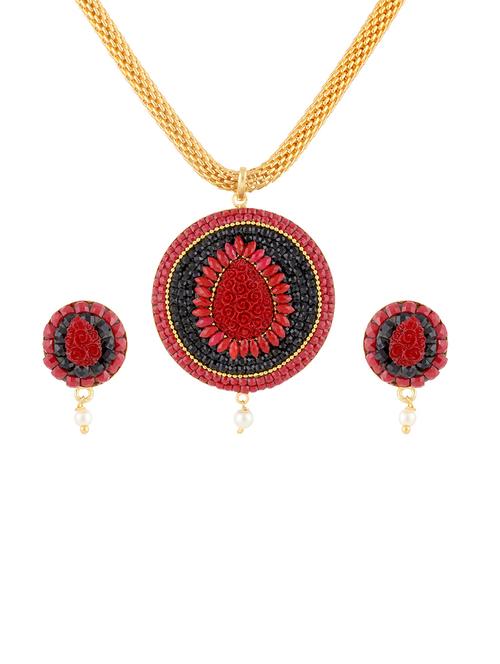 multicolor gold plated pendants and earring - 11383419 - Very Small Image - 1