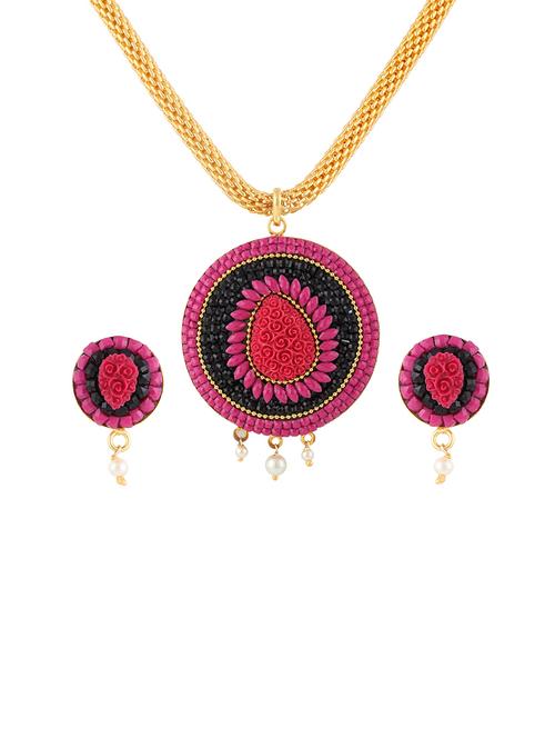 multicolor gold plated pendants and earring - 11383420 - Very Small Image - 1