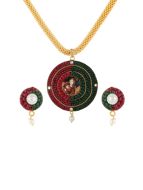 multicolor gold plated pendants and earring - 11383425 - Very Small Image - 1