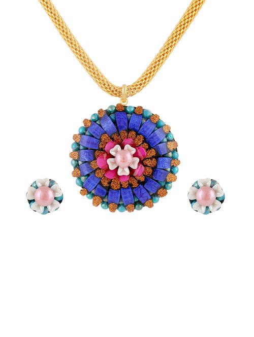 multicolor gold plated pendants and earring - 11383429 - Very Small Image - 1