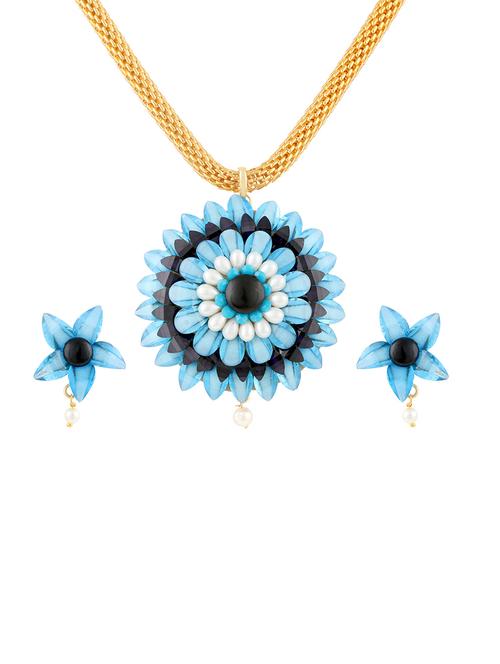 multicolor gold plated pendants and earring - 11383433 - Very Small Image - 1