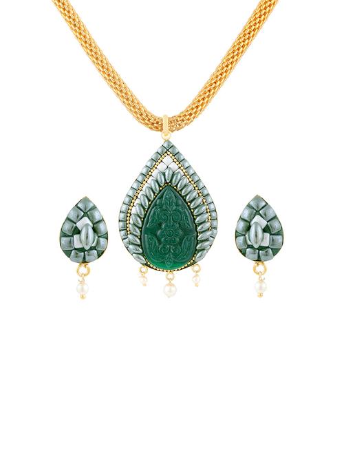 multicolor gold plated pendants and earring - 11383451 - Very Small Image - 1