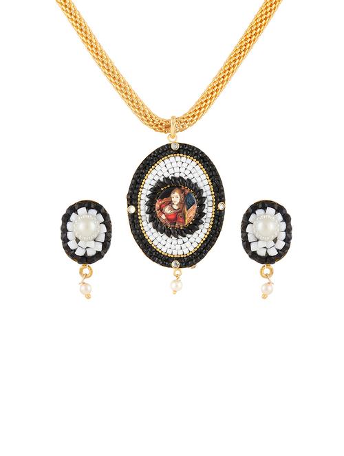 multicolor gold plated pendants and earring - 11383462 - Very Small Image - 1