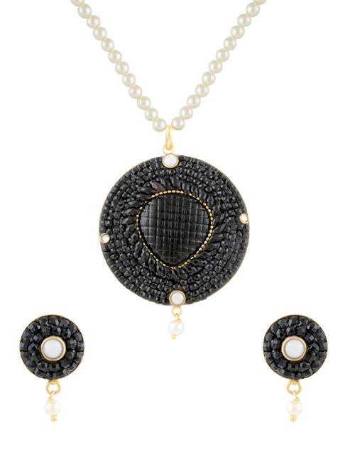 black gold plated pendants and earring - 11383514 - Very Small Image - 1