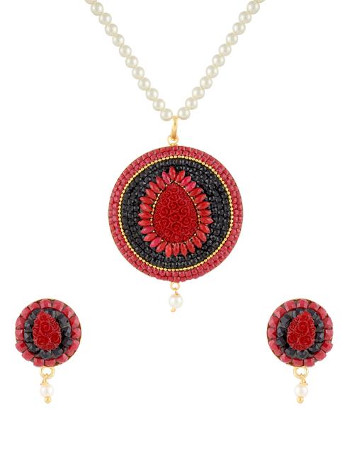 multicolor gold plated pendants and earring - 11383518 - Very Small Image - 1