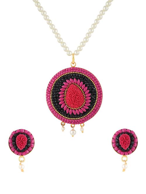 multicolor gold plated pendants and earring - 11383520 - Very Small Image - 1