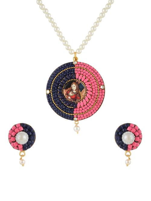 multicolor gold plated pendants and earring - 11383529 - Very Small Image - 1